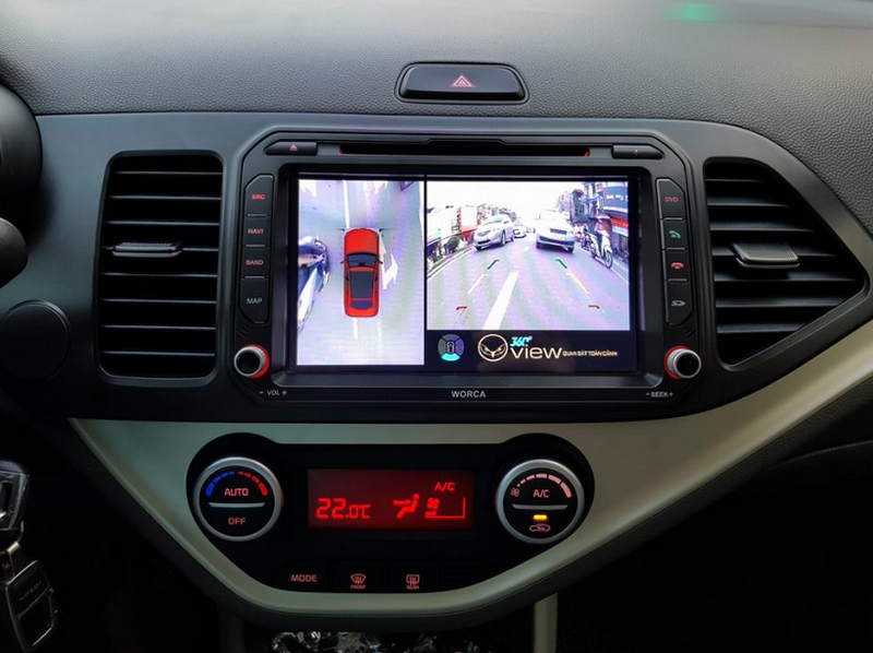 Camera 360 độ ô tô cho xe Kia Morning khi vào số lùi 